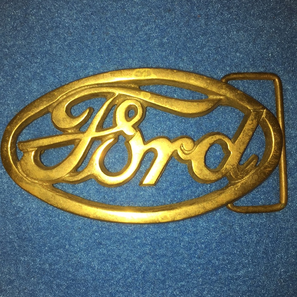 Vintage Ford Solid Brass Belt Buckle